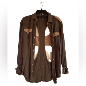 Millau Charcoal Button-down with Cutouts